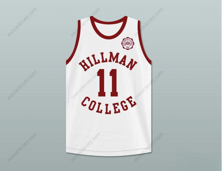 CUSTOM ANY Name Number WALTER OAKES 11 HILLMAN COLLEGE WHITE BASKETBALL JERSEY WITH EAGLE PATCH Top Stitched S-6XL