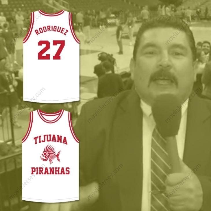 CUSTOM ANY Name Number GUILLERMO RODRIGUEZ 27 TIJUANA PIRANHAS WHITE BASKETBALL JERSEY MEXICAN EXPANSION TEAM Top Stitched S-6XL