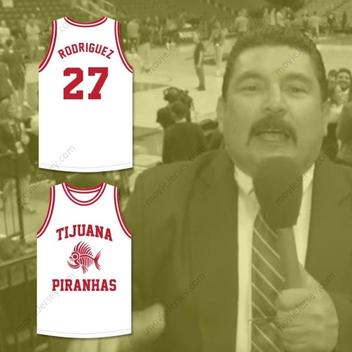 CUSTOM ANY Name Number GUILLERMO RODRIGUEZ 27 TIJUANA PIRANHAS WHITE BASKETBALL JERSEY MEXICAN EXPANSION TEAM Top Stitched S-6XL