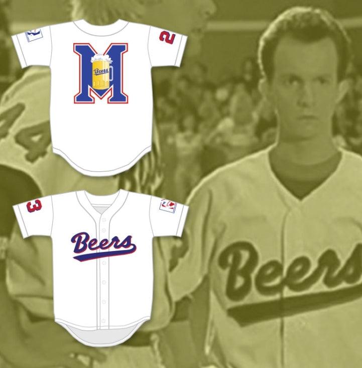 Custom Any Name Number KENNY SCOLARI 23  BEERS LOGO BASEKETBALL WHITE BASEBALL JERSEY Top Stitched S-6XL