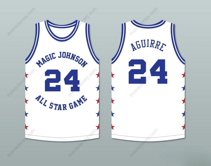 CUSTOM ANY Name Number MARK AGUIRRE 24 MAGIC JOHNSON ALL STAR GAME WHITE BASKETBALL JERSEY 1988 MIDSUMMER NIGHT'S MAGIC CHARITY EVENT Top Stitched S-6XL