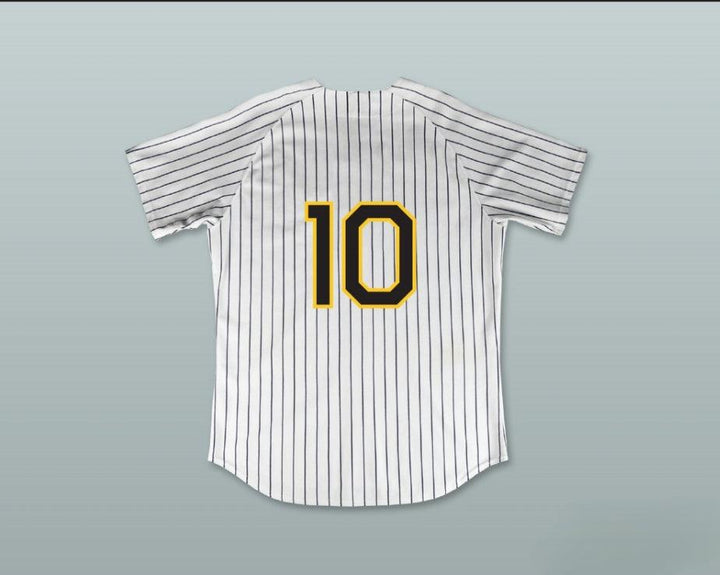 Custom Any Name Number JUAN LOPEZ 10 BUZZ WHITE PINSTRIPED BASEBALL JERSEY MAJOR LEAGUE: BACK TO THE MINORS Top Stitched S-6XL