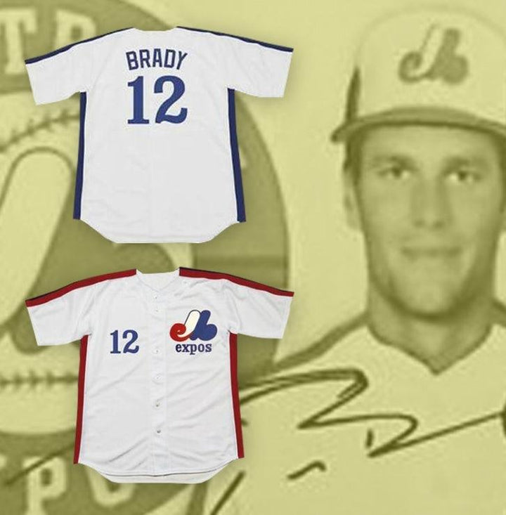 Custom Any Name Number TOM BRADY 12 MONTREAL WHITE BASEBALL JERSEY Top Stitched S-6XL
