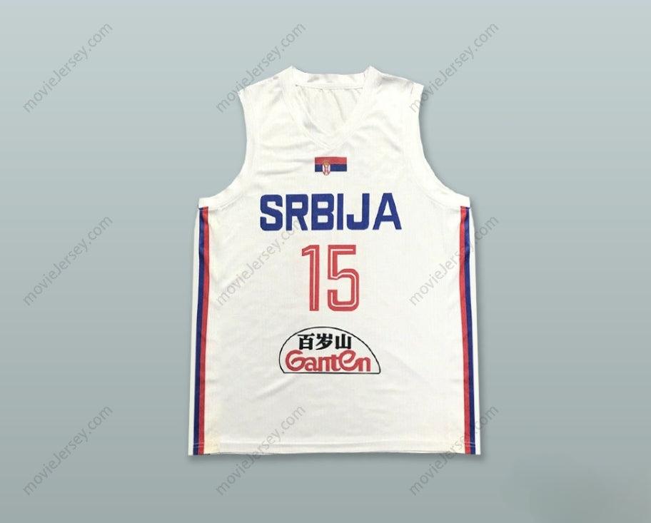CUSTOM ANY Name Number NIKOLA JOKIC 15 SERBIA WHITE BASKETBALL JERSEY Top Stitched S-6XL