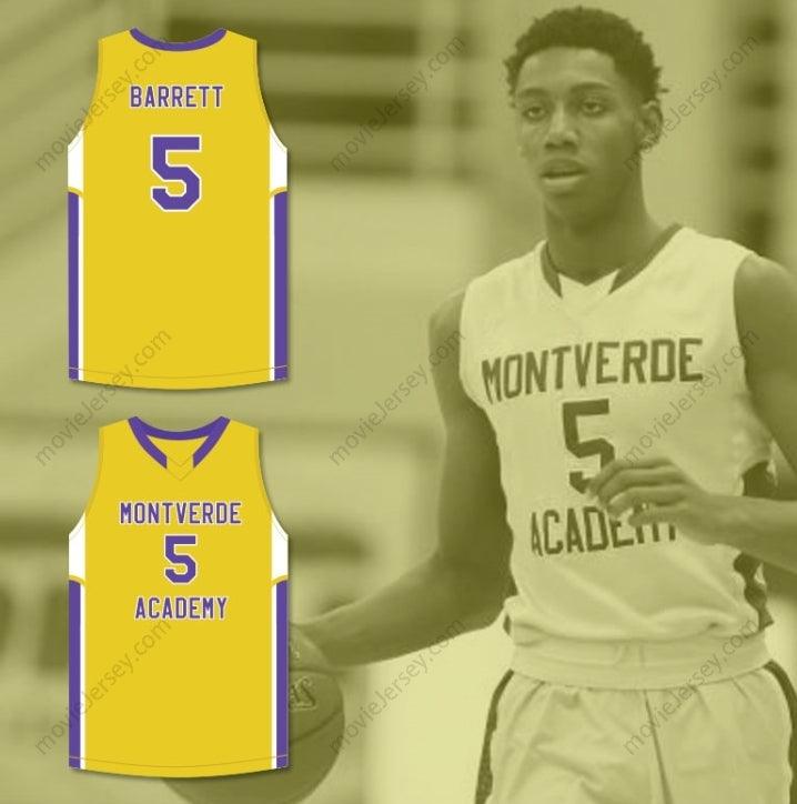 CUSTOM ANY Name Number R.J. BARRETT 5  ACADEMY  YELLOW BASKETBALL JERSEY Top Stitched S-6XL