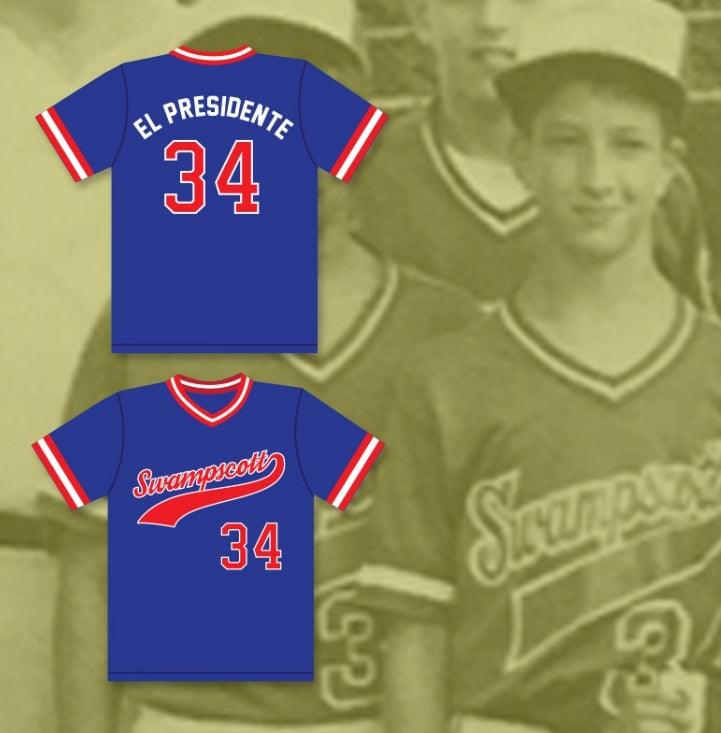 Custom Any Name Number EL PRESIDENTE 34  HIGH SCHOOL BLUE BASEBALL JERSEY Top Stitched S-6XL