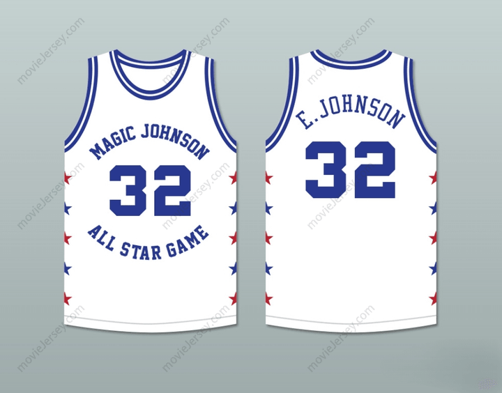 CUSTOM ANY Name Number MAGIC JOHNSON 32 MAGIC JOHNSON ALL STAR GAME WHITE BASKETBALL JERSEY 1989 MIDSUMMER NIGHT'S MAGIC CHARITY EVENT Top Stitched S-6XL