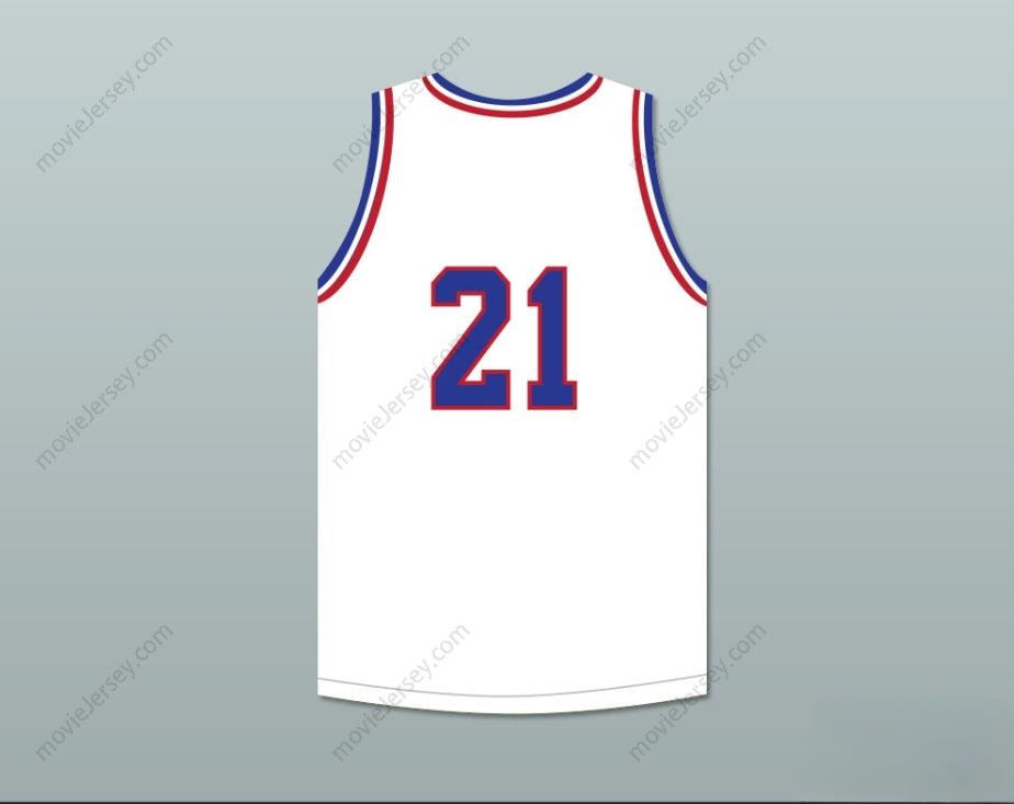 CUSTOM ANY Name Number KHALIL ROBINSON 21 WILL FOSTER HIGH SCHOOL PATRIOTS WHITE BASKETBALL JERSEY THE RED SNEAKERS Top Stitched S-6XL