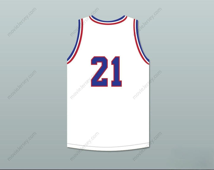 CUSTOM ANY Name Number KHALIL ROBINSON 21 WILL FOSTER HIGH SCHOOL PATRIOTS WHITE BASKETBALL JERSEY THE RED SNEAKERS Top Stitched S-6XL