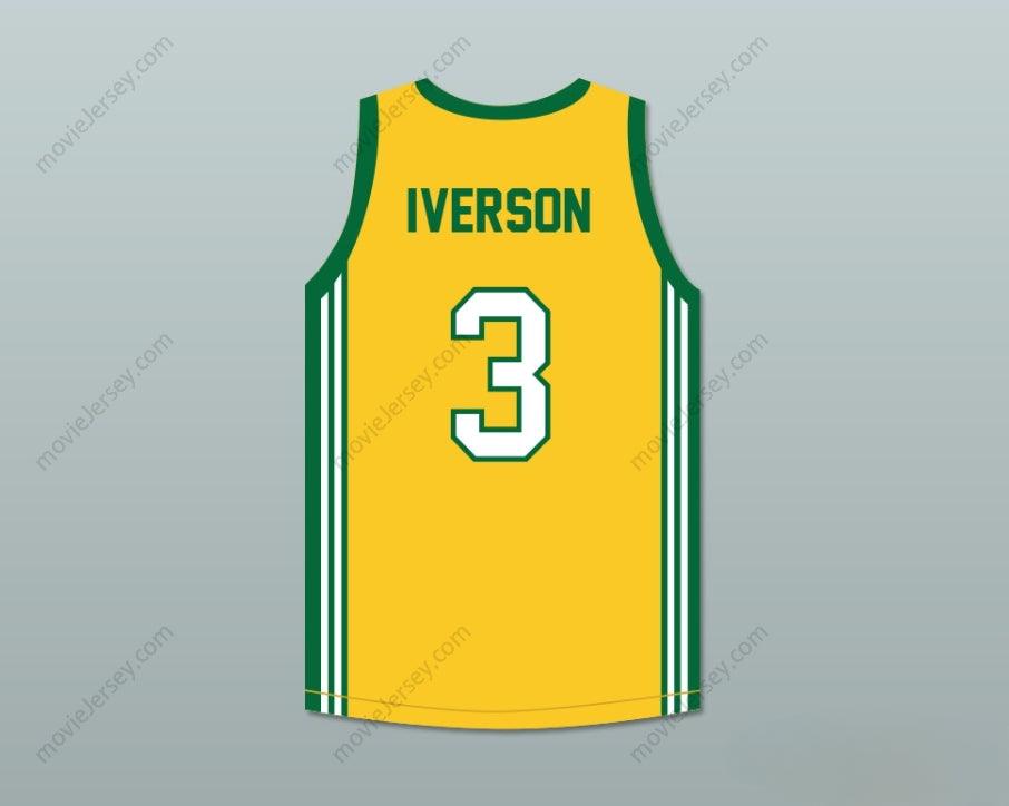 CUSTOM ANY Name Number ALLEN IVERSON 3 BETHEL HIGH SCHOOL YELLOW BASKETBALL JERSEY Top Stitched S-6XL