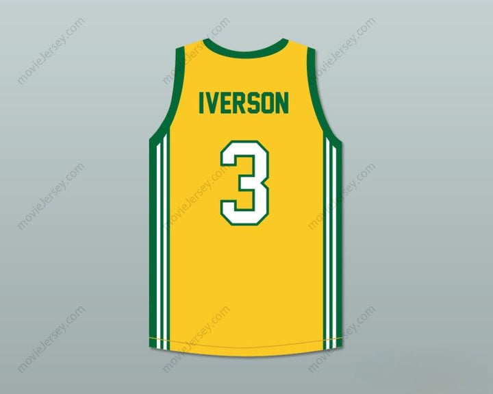 CUSTOM ANY Name Number ALLEN IVERSON 3 BETHEL HIGH SCHOOL YELLOW BASKETBALL JERSEY Top Stitched S-6XL