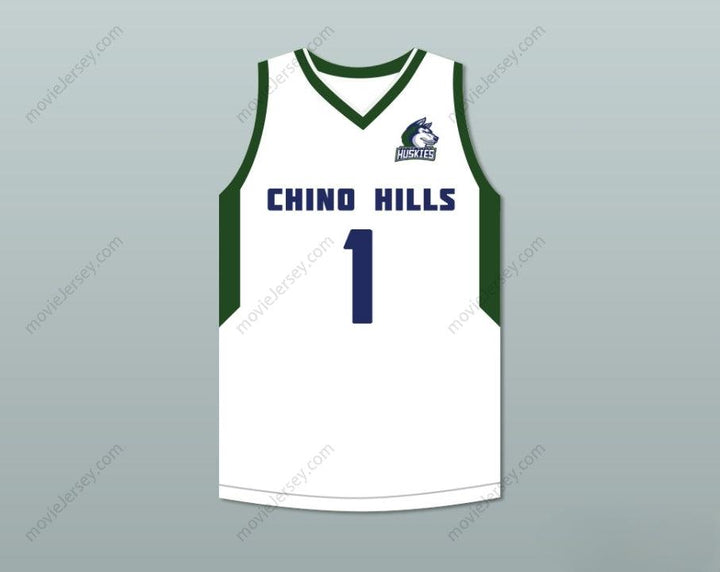 CUSTOM ANY Name Number LAMELO BALL 1 CHINO HILLS HUSKIES WHITE BASKETBALL JERSEY WITH PATCH 2 Top Stitched S-6XL