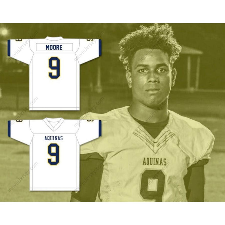 CUSTOM ANY Name Number ELIJAH MOORE 9   AQUINAS HIGH SCHOOL RAIDERS Football Jersey Top Stitched S-6XL