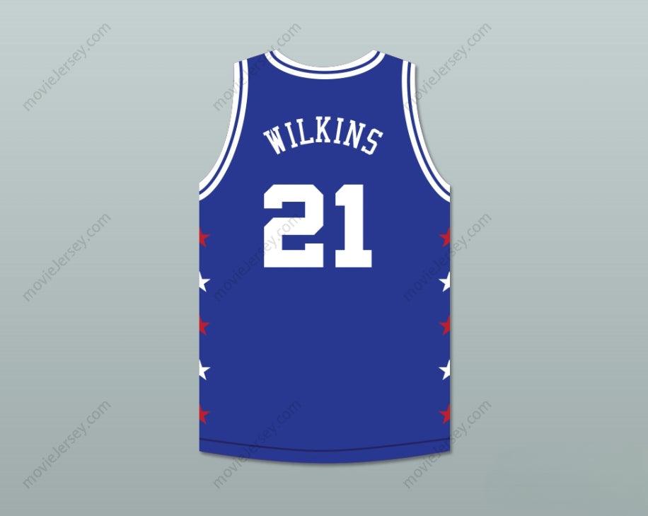 CUSTOM ANY Name Number DOMINIQUE WILKINS 21 MAGIC JOHNSON ALL STAR GAME BLUE BASKETBALL JERSEY 1989 MIDSUMMER NIGHT'S MAGIC CHARITY EVENT Top Stitched S-6XL
