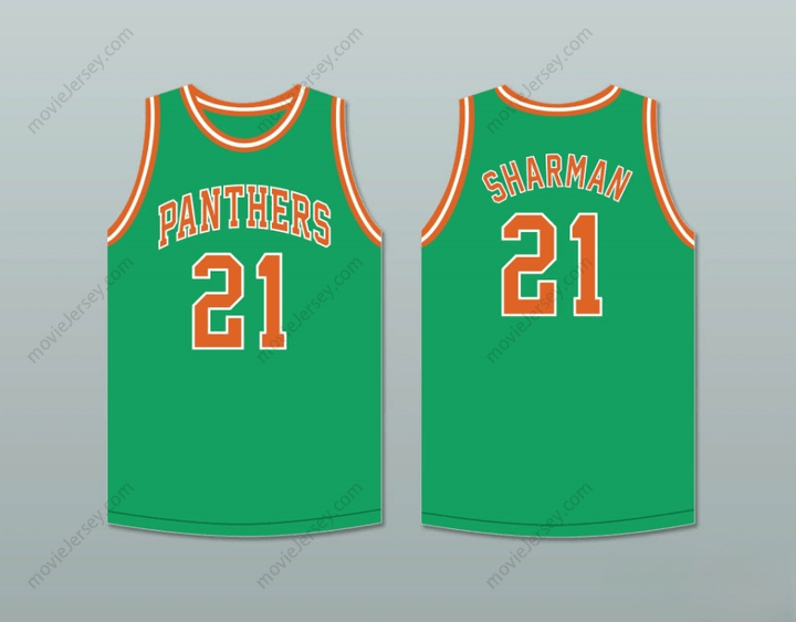 CUSTOM ANY Name Number BILL SHARMAN 21 PORTERVILLE HIGH SCHOOL PANTHERS GREEN BASKETBALL JERSEY 1 Top Stitched S-6XL
