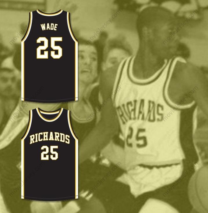 CUSTOM ANY Name Number DWYANE WADE 25 HAROLD L. RICHARDS HIGH SCHOOL BULLDOGS BLACK BASKETBALL JERSEY 4 Top Stitched S-6XL