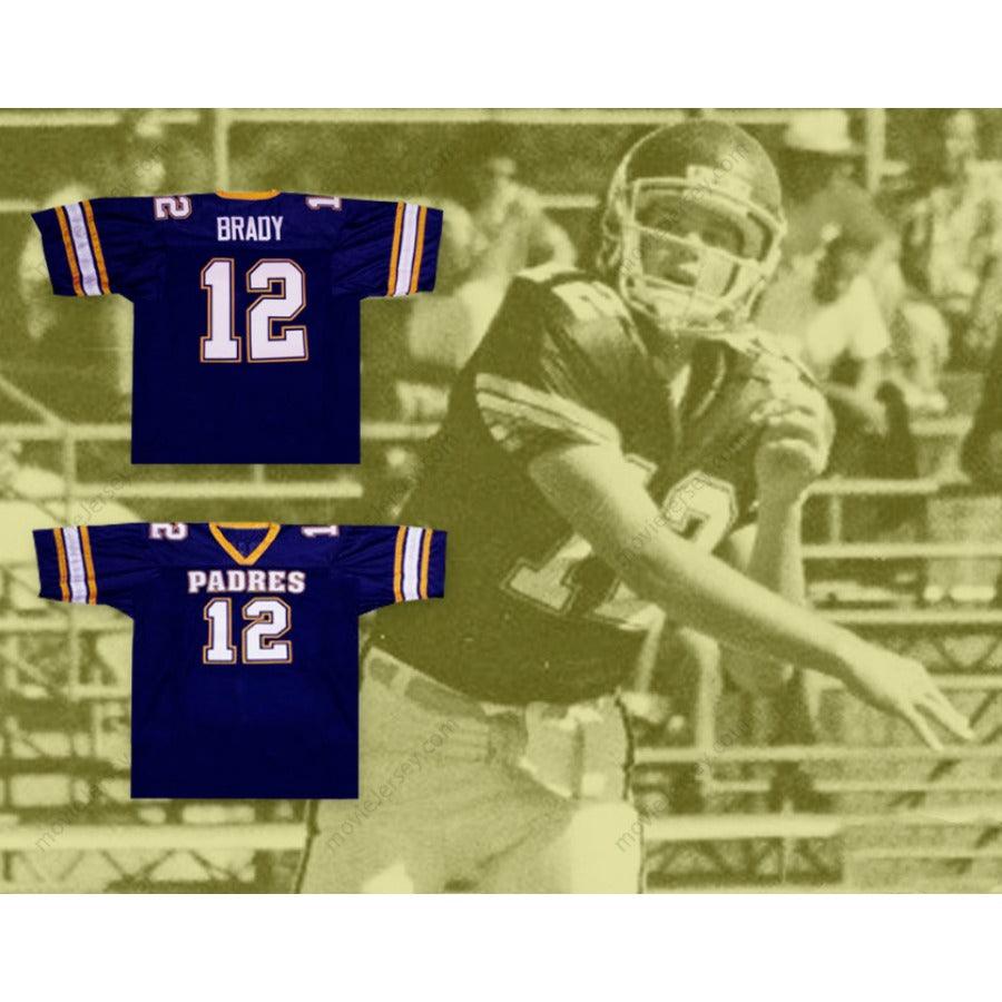 CUSTOM ANY Name Number TOM BRADY 12 JUNIPERO SERRA PADRES HIGH SCHOOL FOOTBALL JERSEY Top Stitched S-6XL