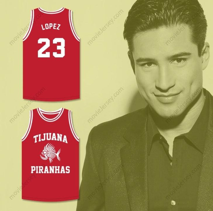CUSTOM ANY Name Number MARIO LOPEZ 23 TIJUANA PIRANHAS RED BASKETBALL JERSEY MEXICAN EXPANSION TEAM Top Stitched S-6XL