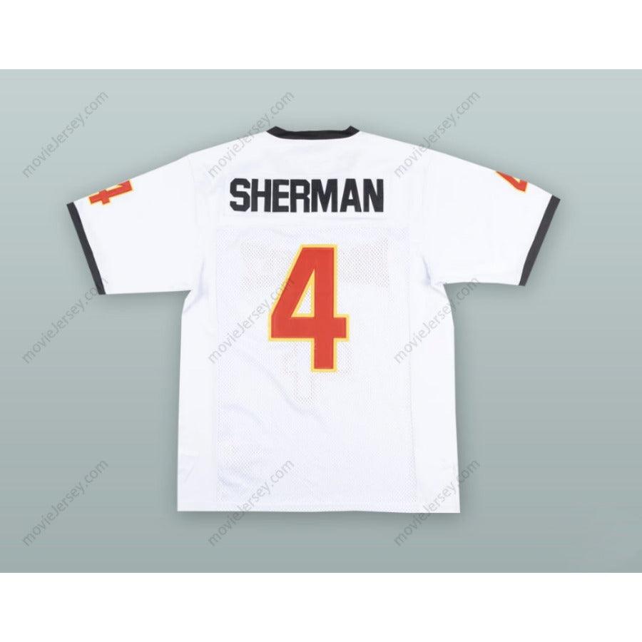 CUSTOM ANY Name Number RICHARD SHERMAN 4 MANUEL DOMINGUEZ HIGH SCHOOL WHITE FOOTBALL JERSEY Top Stitched S-6XL