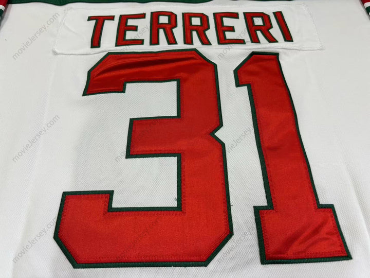 Custom Any Name Number CHRIS TERRERI 31 UTICA DEVILS RED WHITE HOCKEY JERSEYStitched Top Stitched S-6XL