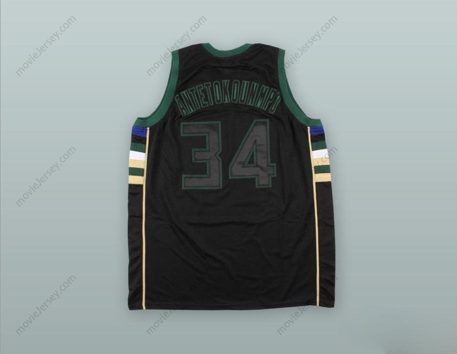 CUSTOM ANY Name Number GIANNIS ANTETOKOUNMPO 34 GREEK FREAK BLACK BASKETBALL JERSEY 2 Top Stitched S-6XL