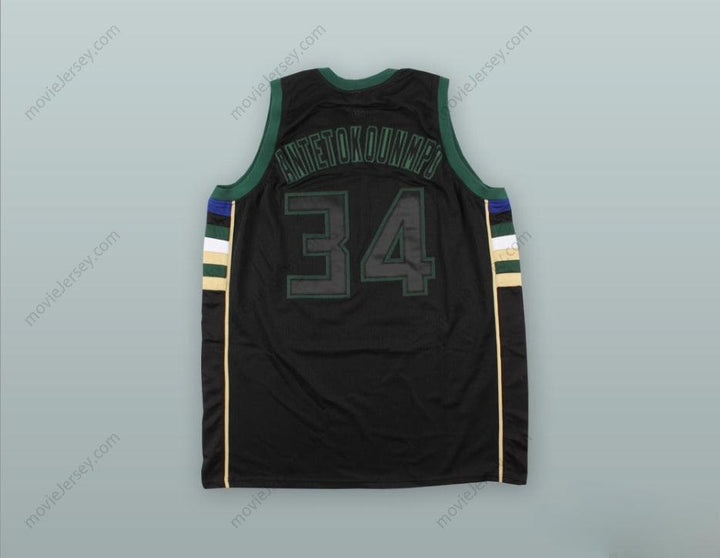 CUSTOM ANY Name Number GIANNIS ANTETOKOUNMPO 34 GREEK FREAK BLACK BASKETBALL JERSEY 2 Top Stitched S-6XL
