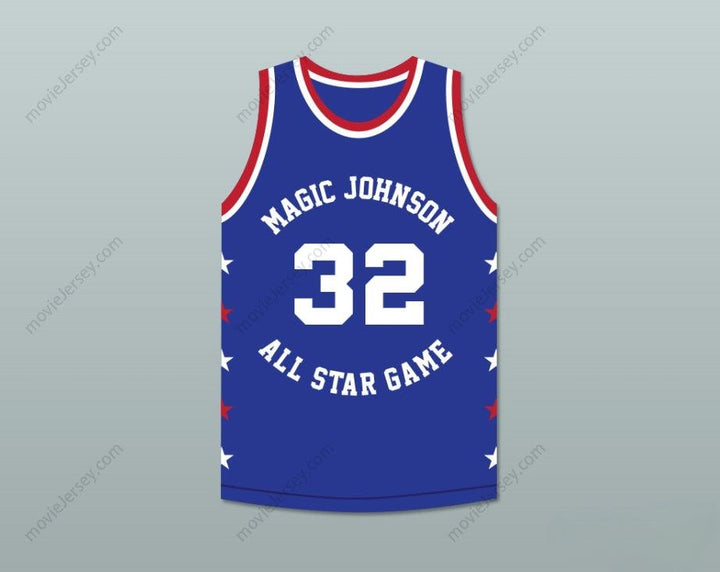 CUSTOM ANY Name Number HERB WILLIAMS 32 MAGIC JOHNSON ALL STAR GAME BLUE BASKETBALL JERSEY 1986 MIDSUMMER NIGHT'S MAGIC CHARITY EVENT Top Stitched S-6XL