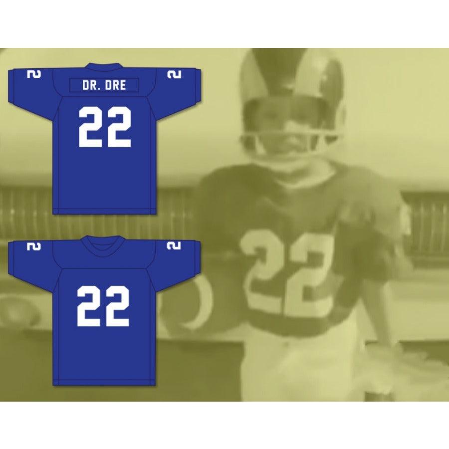 CUSTOM ANY Name Number ANDRE YOUNG 22 GRADE SCHOOL BLUE FOOTBALL JERSEY G FUNK DOCUMENTARY Top Stitched S-6XL