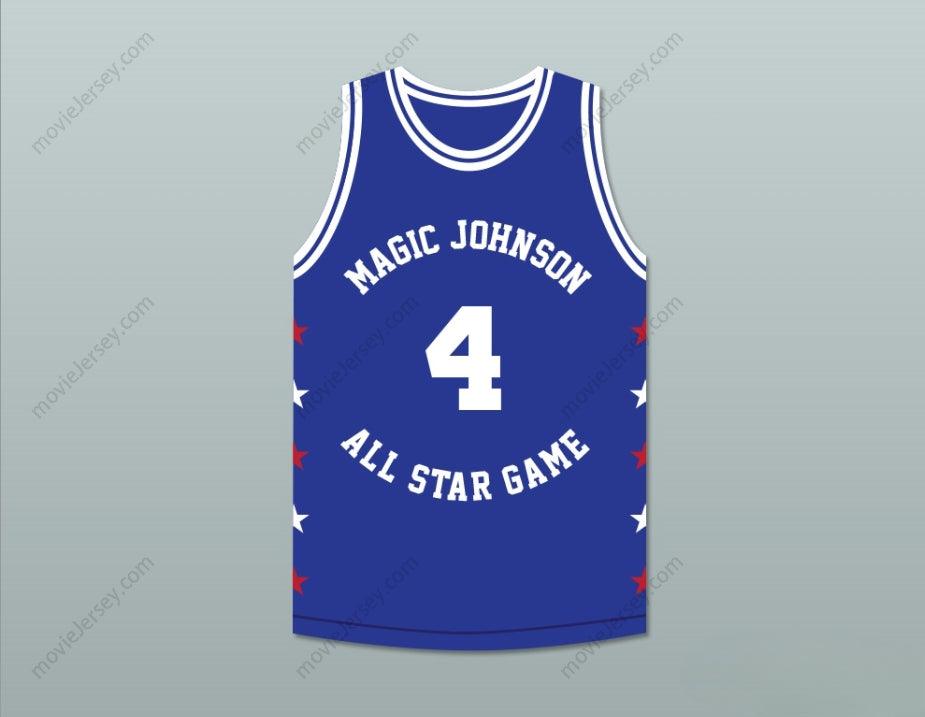 CUSTOM ANY Name Number RON HARPER 4 MAGIC JOHNSON ALL STAR GAME BLUE BASKETBALL JERSEY 1989 MIDSUMMER NIGHT'S MAGIC CHARITY EVENT Top Stitched S-6XL