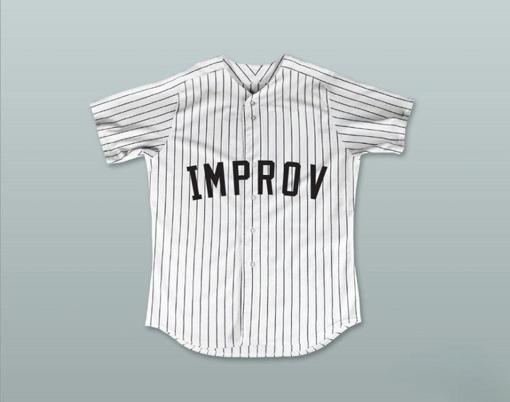 Custom Any Name Number GEORGE 'SHRIMP' COSTANZA 17 IMPROV WHITE PINSTRIPED BASEBALL JERSEY Top Stitched S-6XL