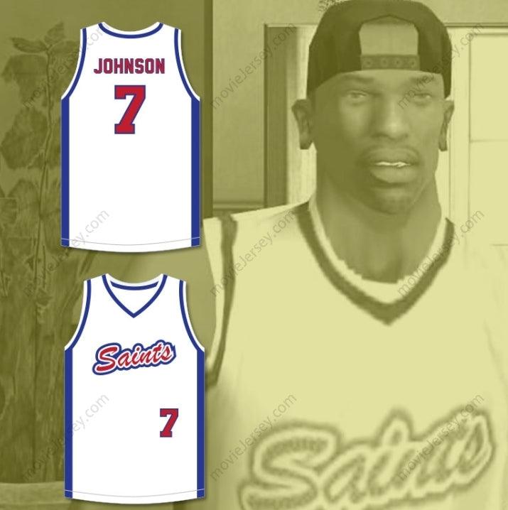 CUSTOM ANY Name Number CARL JOHNSON 7 LOS SANTOS SAINTS WHITE BASKETBALL JERSEY Top Stitched S-6XL