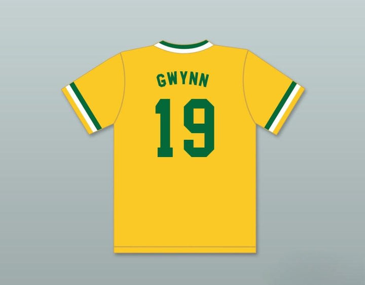 Custom Any Name Number TONY GWYNN 19   POLYTECHNIC HIGH SCHOOL JACKRABBITS YELLOW BASEBALL JERSEY 2 Top Stitched S-6XL