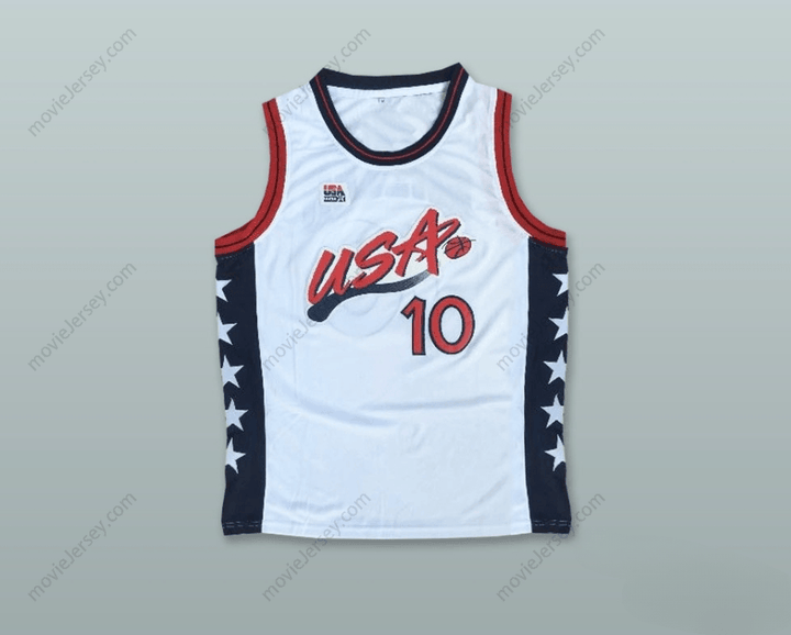 CUSTOM ANY Name Number 1996 REGGIE MILLER 10 USA TEAM HOME BASKETBALL JERSEY Top Stitched S-6XL