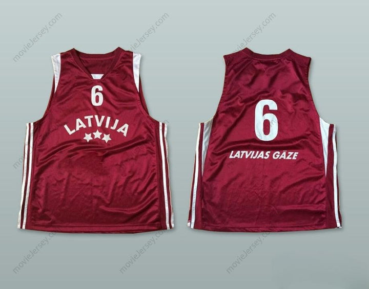 CUSTOM ANY Name Number LATVIJA 6 NATIONAL TEAM MAROON BASKETBALL JERSEY Top Stitched S-6XL