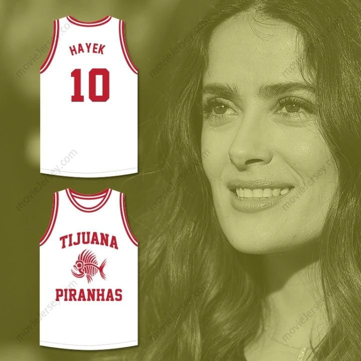 CUSTOM ANY Name Number SALMA HAYEK 10 TIJUANA PIRANHAS WHITE BASKETBALL JERSEY MEXICAN EXPANSION TEAM Top Stitched S-6XL
