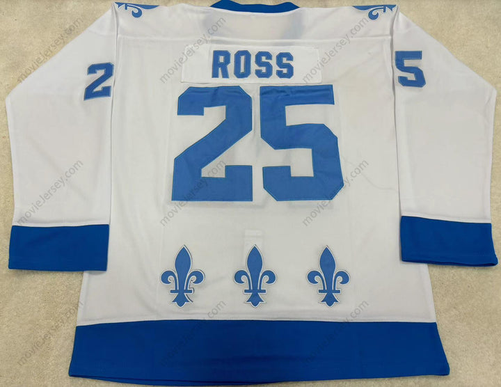 Custom Any Name Number DANNY ROSS 25 LE NATIONAL DE QUÉBEC WHITE HOCKEY JERSEY- LANCE ET COMPTE (HE SHOOTS, HE SCORES) Stitched Top Stitched S-6XL