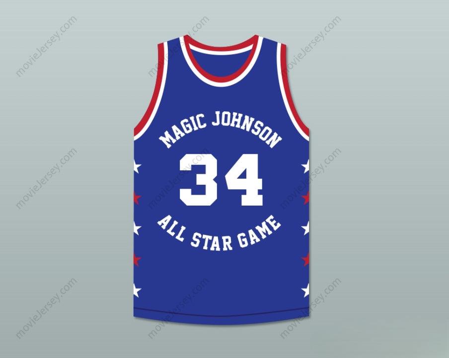CUSTOM ANY Name Number JOHN WILLIAMS 34 MAGIC JOHNSON ALL STAR GAME BLUE BASKETBALL JERSEY 1988 MIDSUMMER NIGHT'S MAGIC CHARITY EVENT Top Stitched S-6XL