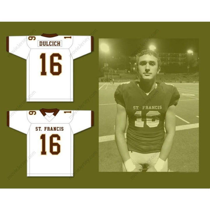 CUSTOM ANY Name Number GREG DULCICH 16 SAINT FRANCIS HIGH SCHOOL GOLDEN KNIGHTS Football Jersey Top Stitched S-6XL