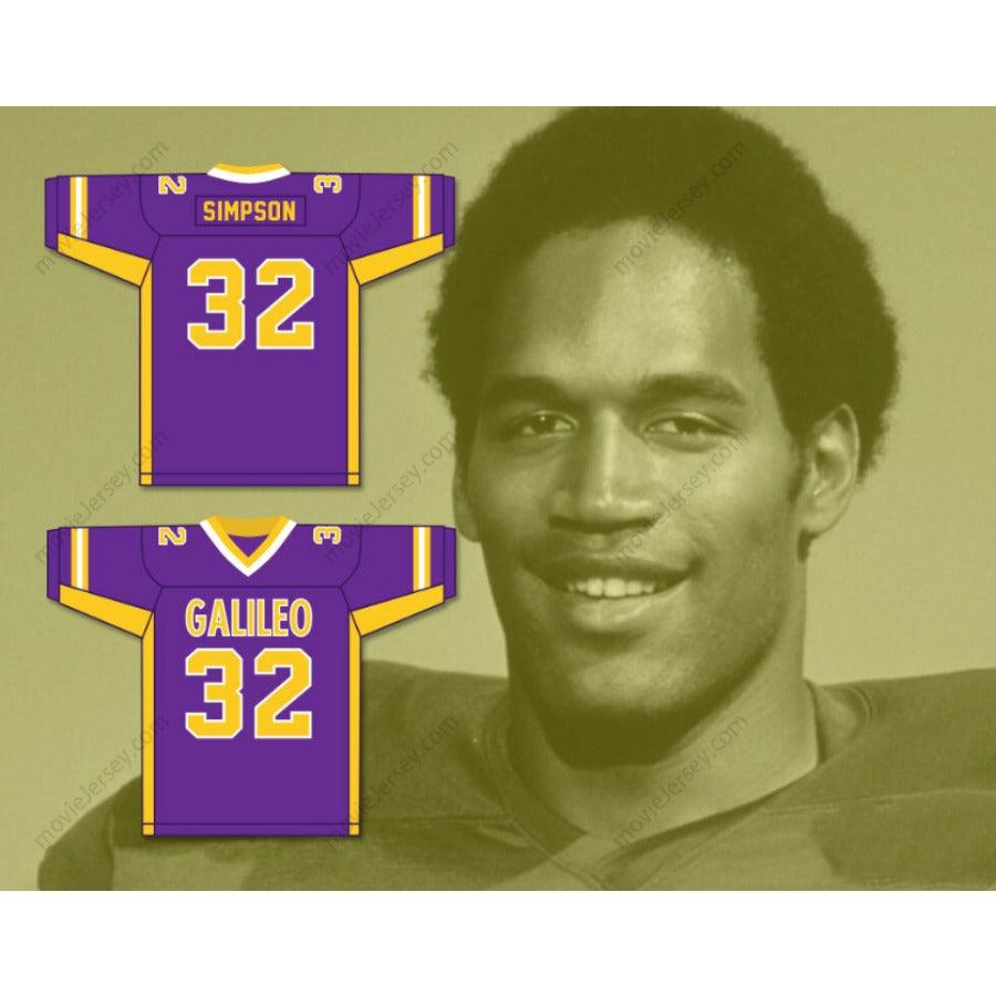 CUSTOM ANY Name Number OJ SIMPSON 32 GALILEO ACADEMY OF SCIENCE AND TECHNOLOGY LIONS YELLOW GOLD FOOTBALL JERSEY Top Stitched S-6XL