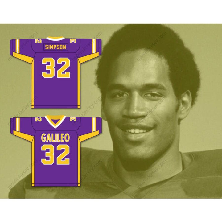 CUSTOM ANY Name Number OJ SIMPSON 32 GALILEO ACADEMY OF SCIENCE AND TECHNOLOGY LIONS YELLOW GOLD FOOTBALL JERSEY Top Stitched S-6XL