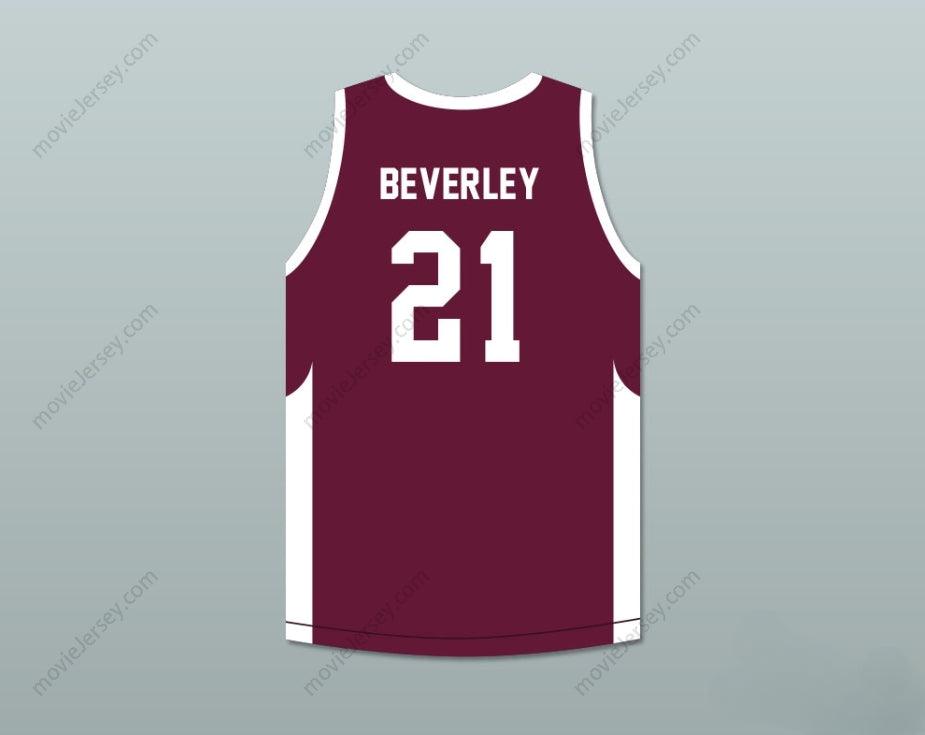 CUSTOM ANY Name Number PATRICK BEVERLEY 21 JOHN MARSHALL METROPOLITAN HIGH SCHOOL COMMANDOS MAROON BASKETBALL JERSEY Top Stitched S-6XL