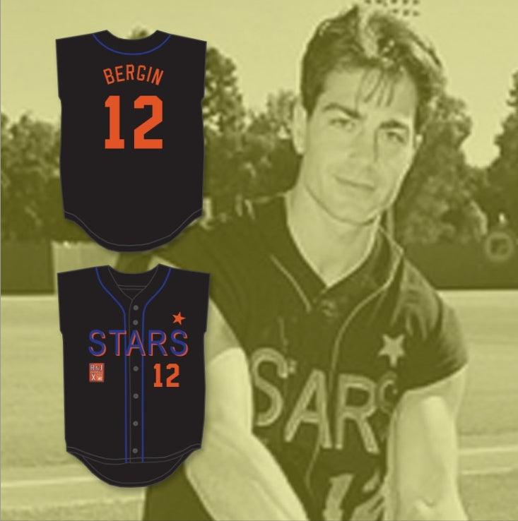Custom Any Name Number MICHAEL BERGIN 12 STARS SOFTBALL JERSEY 10TH ANNUAL ROCK 'N JOCK SOFTBALL CHALLENGE 1999 Top Stitched S-6XL