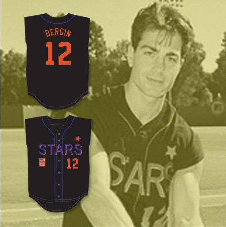 Custom Any Name Number MICHAEL BERGIN 12 STARS SOFTBALL JERSEY 10TH ANNUAL ROCK 'N JOCK SOFTBALL CHALLENGE 1999 Top Stitched S-6XL