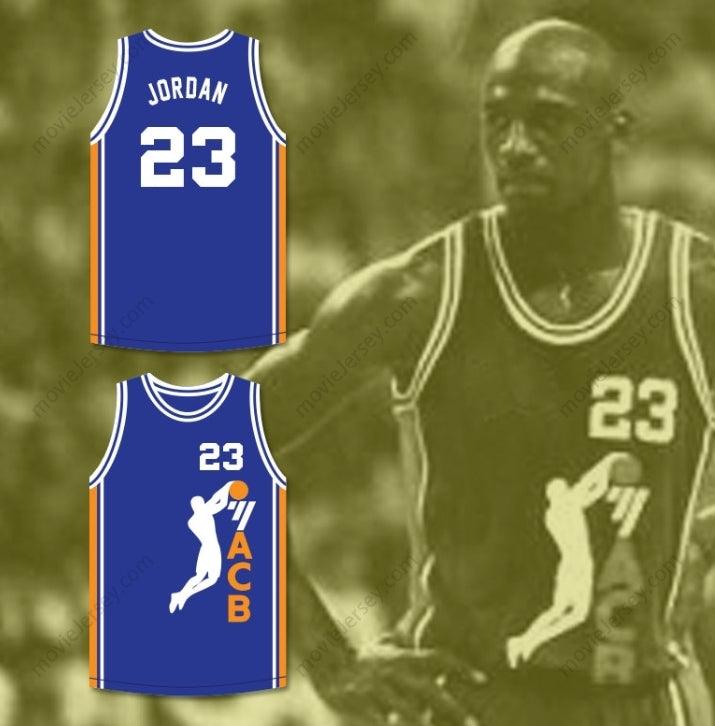 CUSTOM ANY Name Number MICHAEL  23 ACB 1990 BARCELONA EXHIBITION GAME BLUE BASKETBALL JERSEY 2 Top Stitched S-6XL