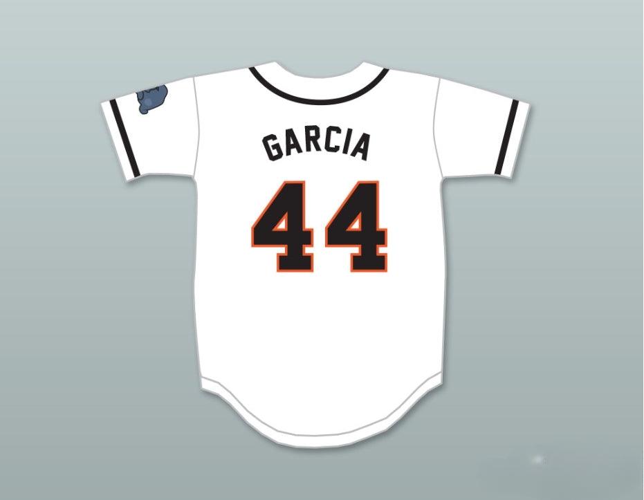 Custom Any Name Number GARCIA 44 RHINOS WHITE BASEBALL JERSEY WITH PATCH KEY & PEELE SLAP ASS Top Stitched S-6XL