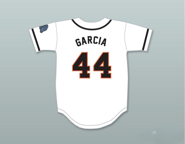 Custom Any Name Number GARCIA 44 RHINOS WHITE BASEBALL JERSEY WITH PATCH KEY & PEELE SLAP ASS Top Stitched S-6XL