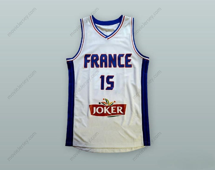 CUSTOM ANY Name Number MICKAEL GELABALE 15 FRANCE NATIONAL TEAM WHITE BASKETBALL JERSEY Top Stitched S-6XL