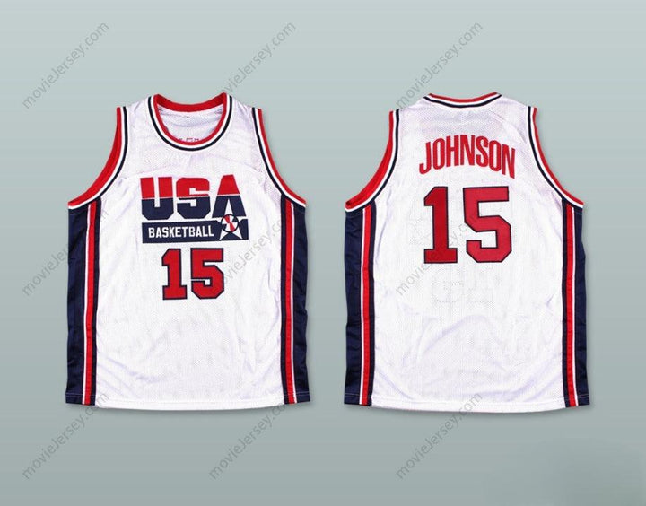 CUSTOM ANY Name Number 1992 MAGIC JOHNSON 15 USA HOME BASKETBALL JERSEY Top Stitched S-6XL