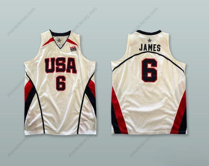 CUSTOM ANY Name Number LEBRON JAMES 6 USA WHITE BASKETBALL JERSEY Top Stitched S-6XL