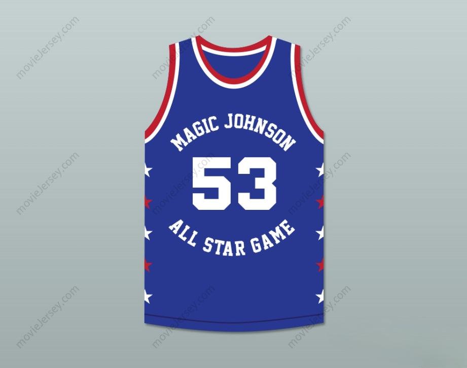 CUSTOM ANY Name Number CLIFF LEVINGSTON 53 MAGIC JOHNSON ALL STAR GAME BLUE BASKETBALL JERSEY 1988 MIDSUMMER NIGHT'S MAGIC CHARITY EVENT Top Stitched S-6XL